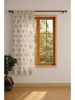 Freedom Tree - Kiwach Printed Grey Cotton Cambric Window Curtain (5 Feet)