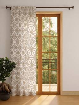 Freedom Tree - Kiwach Printed Grey Cotton Cambric Door Curtain (7 Feet)