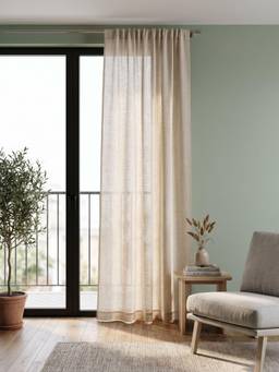 Freedom Tree - Loose Weave Solid Beige Cotton Door Curtain (7 Feet)
