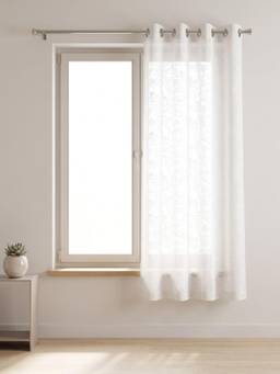 Freedom Tree - Creatures Of Canopy Printed White Cotton Cambric Window Curtain (5 Feet)