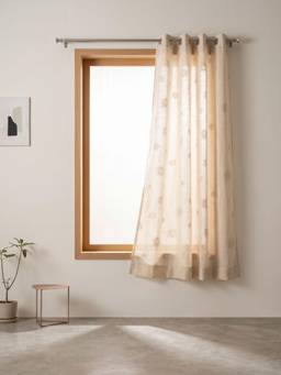 Freedom Tree - Brahmakamal Printed White Cotton Flex Window Curtain (5 Feet)