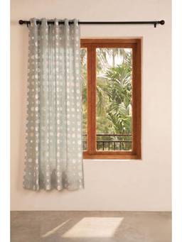 Freedom Tree - Celestial Printed Green Foil Cotton Light Slub Window Curtain (5 Feet)