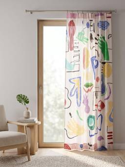 Freedom Tree - Face To Face Printed Multicolored Cotton Cambric Door Curtain (7 Feet)