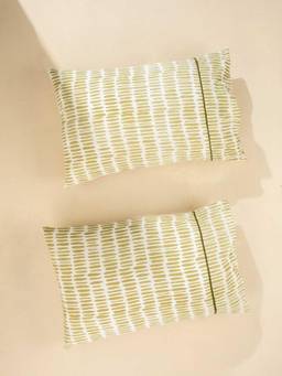 Freedom Tree - Kyoto Olive Green Abstract Printed Cotton Cambric Pillow Covers Set of 2