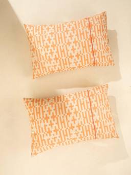 Freedom Tree - Gyamati Rust Abstract Printed Cotton Cambric Pillow Covers Set of 2