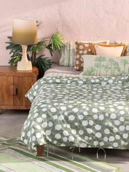 Freedom Tree - Senhur Leaf Sage Green Abstract Printed Cotton Cambric Single Bed Duvet
