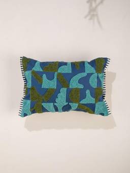 Freedom Tree - Blue Fields Abstract Printed Rectangle Cushion Cover (14 x 20 Inches)