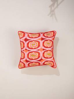 Freedom Tree - Mineral Red Geometric Printed Square Cushion Cover (16 x 16 inches)