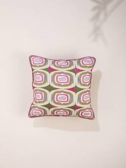 Freedom Tree - Mineral Green Geometric Printed Square Cushion Cover (16 x 16 inches)