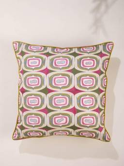 Freedom Tree - Landfall Ogee Mineral Green Geometric Printed Cotton Square Cushion Cover (24 x 24)