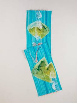 Freedom Tree - Pangong Lake Spring Teal Abstract Digitally Printed Cotton Table Runner