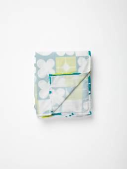 Freedom Tree - Circle Of Joyee Spring Teal Geometric Printed Cotton Mulmul Single Bed Dohar