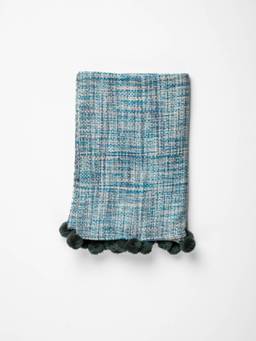 Freedom Tree - Tidal Stone Blue Water Solid Textured Woven Cotton Viscose Sofa Throw