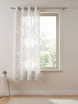 Freedom Tree - Shifting Sand Printed Cream Cotton Cambric Window Curtain (5 Feet)