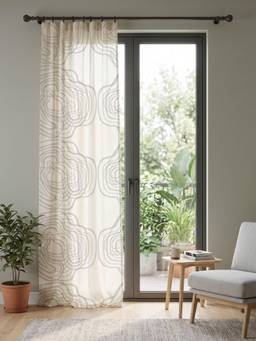Freedom Tree - Shifting Sand Printed Cream Cotton Cambric Door Curtain (7 Feet)