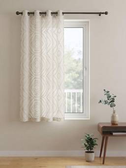 Freedom Tree - Sej Printed White Cotton Flex Window Curtain (5 Feet)