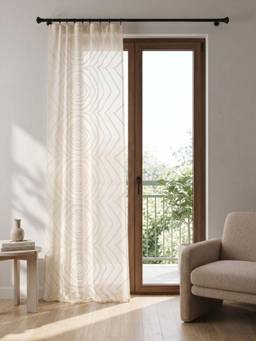 Freedom Tree - Sej Printed Whiet Cotton Flex Door Curtain (7 Feet)