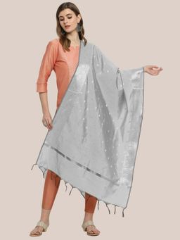 Dupatta Bazaar - Womens Grey Banarasi Silk Dupatta