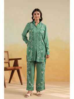 RATAN JAIPUR - Green Honeycomb Co-ord Set