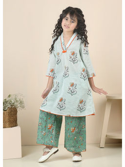 RATAN JAIPUR - Green Arya Cotton Kurta with Palazzo