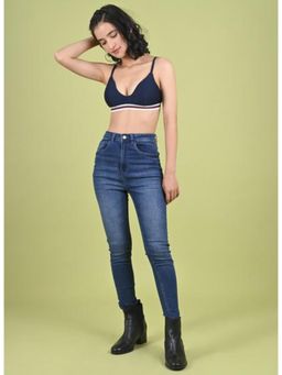 FREAKINS - Dark Blue High Waist Skinny Jeans
