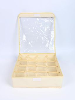 House of Quirk - 16 Slot Foldable Underwear Closet, Dresser, Drawer Storage Organizer (Beige)