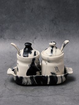 Unravel India - Ceramic Pickle Jar with Tray & Spoon