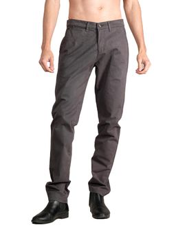 Cantabil - Men Dark Grey Solid Casual Trouser
