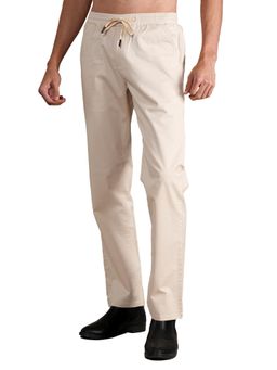 Cantabil - Men Cream Solid Casual Trouser