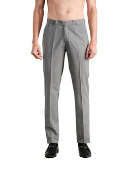 Cantabil - Men Grey Self Design Formal Trouser