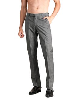 Cantabil - Men Grey Checkered Formal Trouser