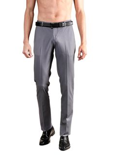 Cantabil - Men Grey Self Design Formal Trouser