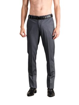 Cantabil - Men Navy Blue Self Design Formal Trouser