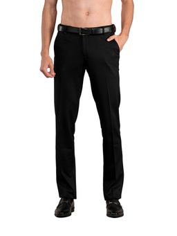 Cantabil - Men Black Self Design Formal Trouser