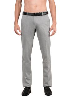 Cantabil - Men Grey Self Design Formal Trouser