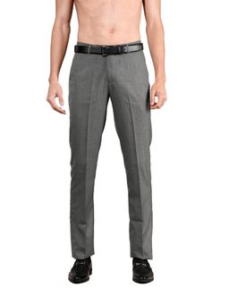 Cantabil - Men Grey Self Design Formal Trouser