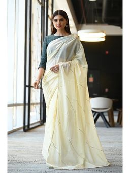 Beatitude - Off white Gota Work Cotton Mulmul Saree with Unstitched Blouse