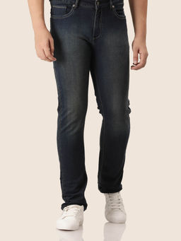 AM SWAN - Premium Mens Blue Dirty Wash Regular Fit Jeans
