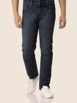 AM SWAN - Premium Mens Blue Dirty Wash Regular Fit Jeans