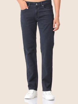 AM SWAN - Premium Mens Blue Dirty Wash Regular Fit Jeans