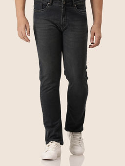 AM SWAN - Premium Mens Blue Dirty Wash Regular Fit Jeans