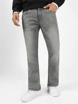 Urbano Fashion - Mens Dark Grey Washed Straight Stretchable Jeans