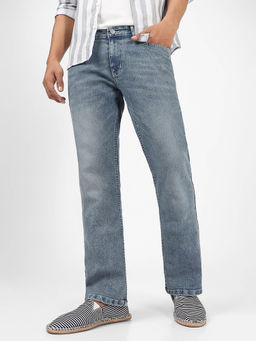 Urbano Fashion - Mens Light Blue Washed Straight Stretchable Jeans