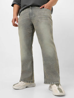 Urbano Plus - Mens Light Grey Washed Straight Stretchable Jeans