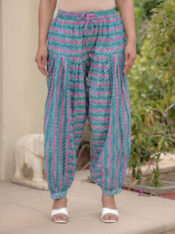 ARAMYA - Women Multicolor Soft Cotton Geometric Patiala