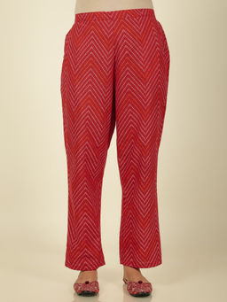 ARAMYA - Red Soft Cotton Women Bandhani Pant