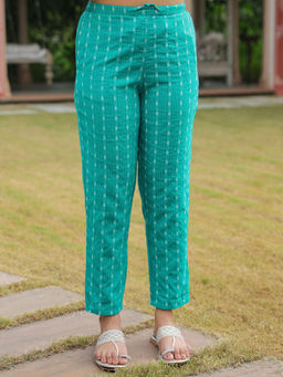 ARAMYA - Turquoise Kantha Cotton Women Pant