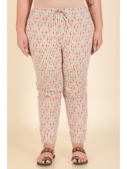ARAMYA - Women Peach Soft Cotton Geometric Pant