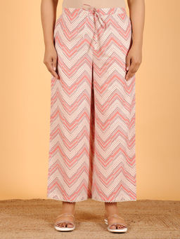 ARAMYA - Women Multi-Color Soft Cotton Geometric Palazzo