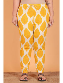 ARAMYA - Women Yellow Soft Cotton Printed Pant